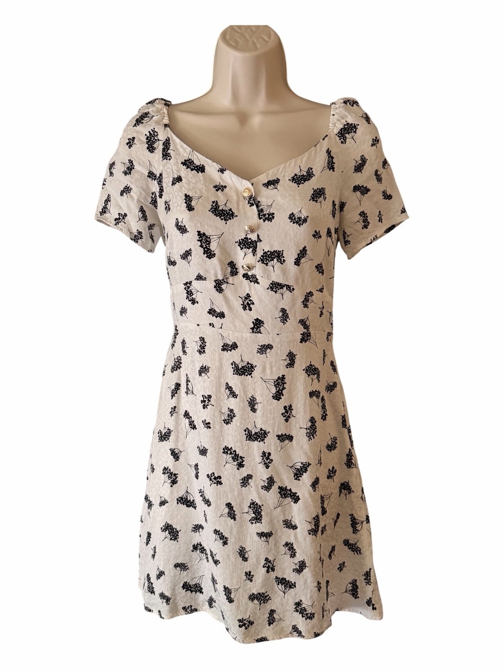 Maje Roseline White Black Mini Dress Floral Print Small
